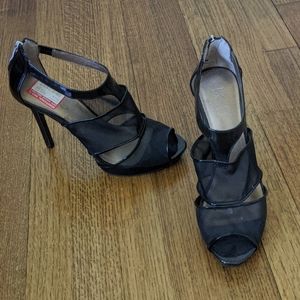 NWOT BCBG black mesh heels